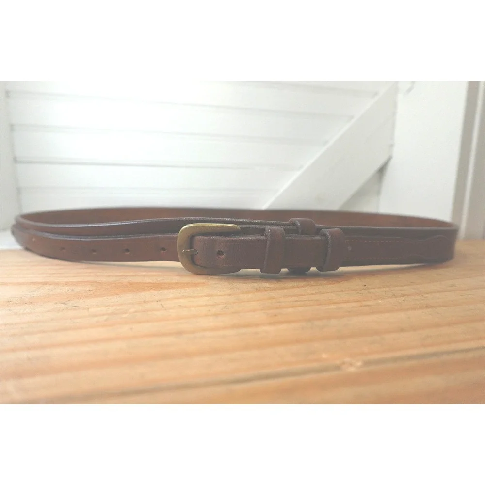 Men's Vintage Brown Leather Belt size 40 Brass Buckle Double Hitch Inner Outer